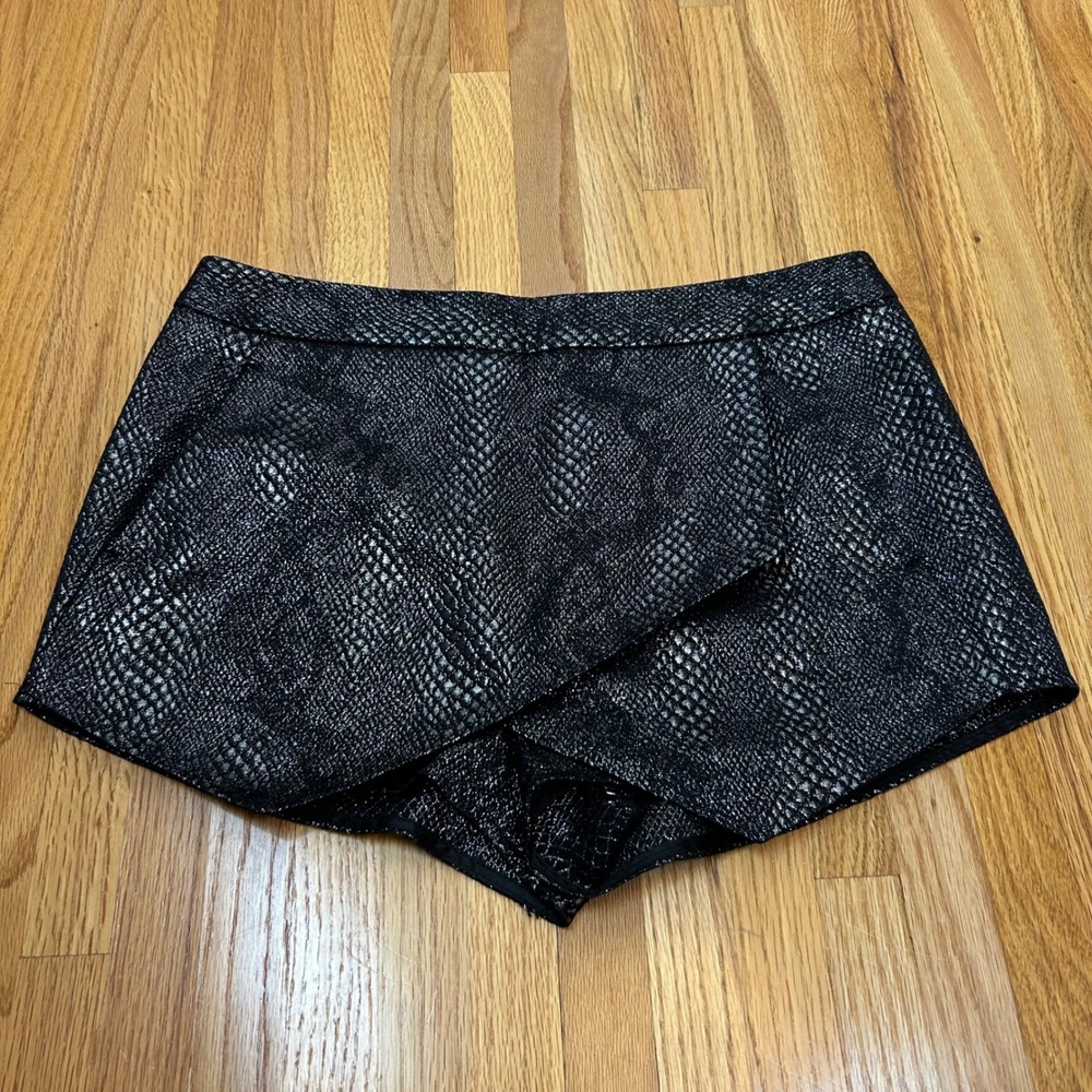 Express Y2K Metallic Snakeskin Skort Shorts